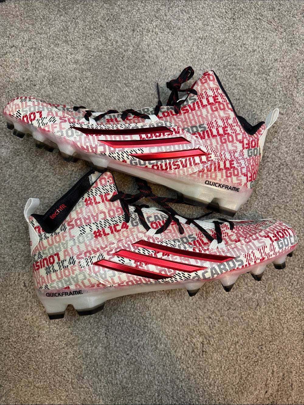 adidas official LOUISVILLE CARDINALS custom team Cleats - Quickframe sz 15